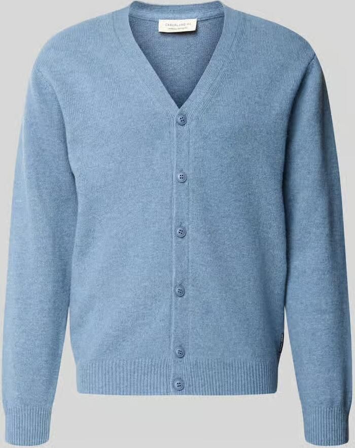 Casual friday Cardigan van wolmix met v-hals model 'KARL'