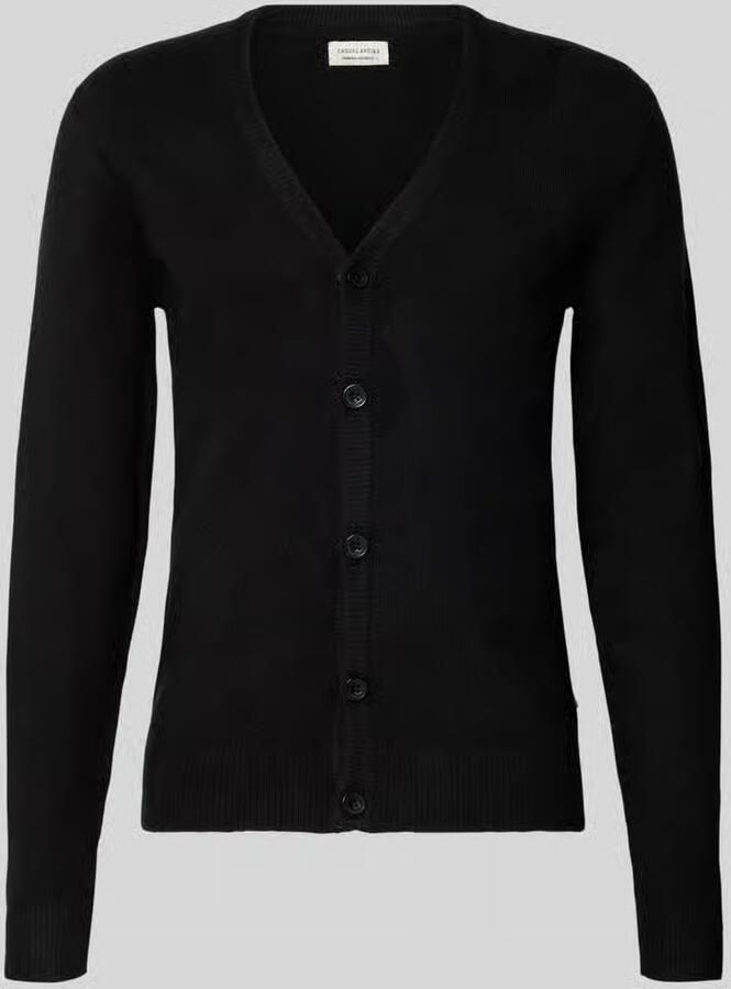 Casual friday Slim fit gebreid jack met V-hals model 'Heine'