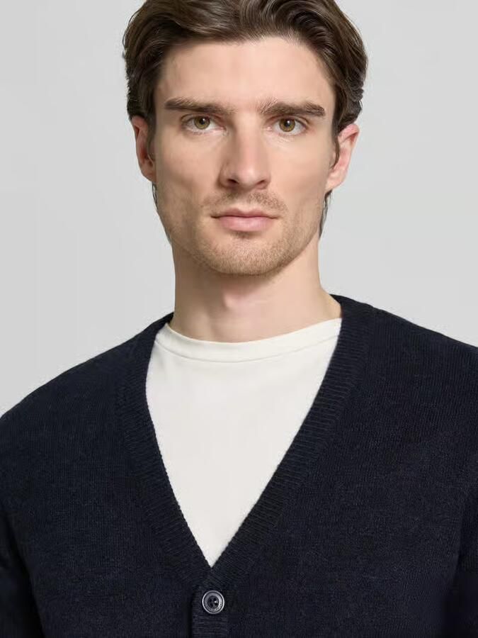 Casual friday Slim fit gebreid jack met V-hals model 'Heine'