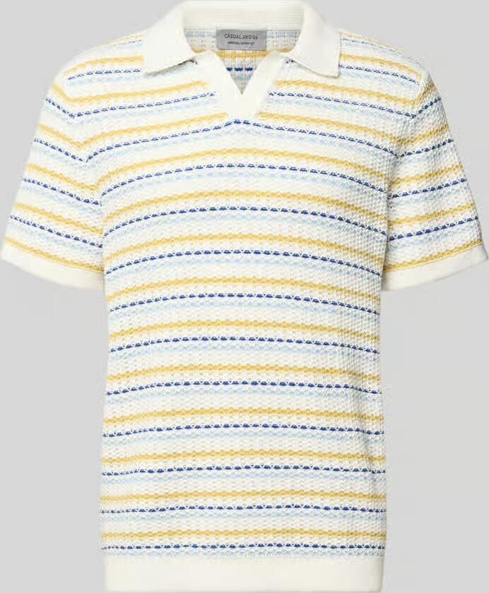 Casual friday regular fit gebreide poloshirt met V-hals model 'MIDSKOV' - Foto 3
