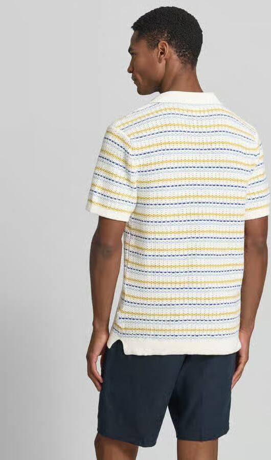 Casual friday regular fit gebreide poloshirt met V-hals model 'MIDSKOV'