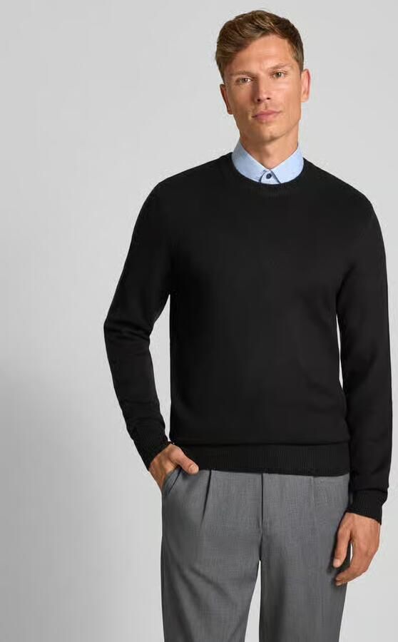 Casual friday Regular fit gebreide pullover met ronde hals model 'Heine'