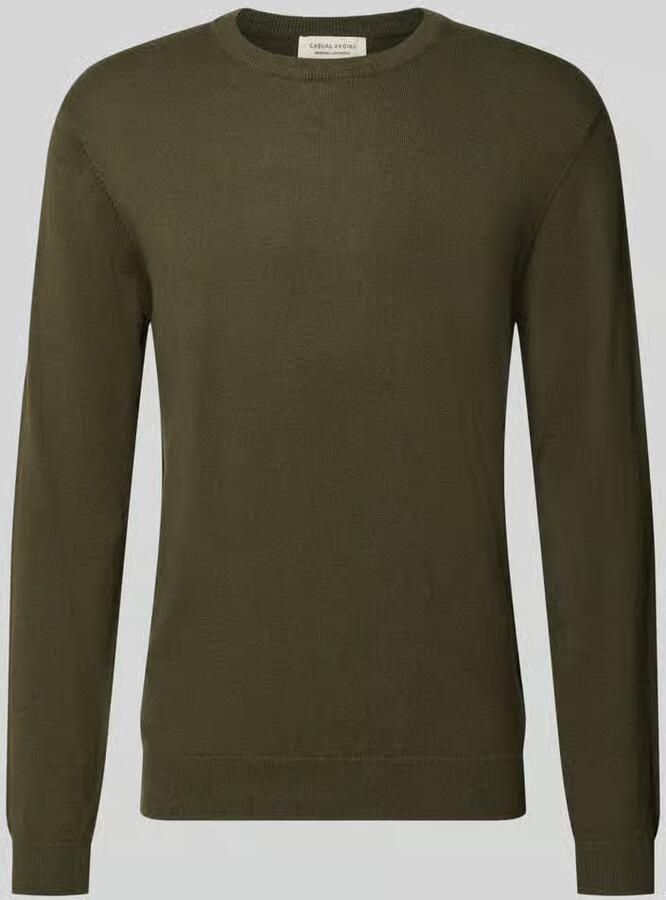 Casual friday Regular fit gebreide pullover van mix van katoen en kasjmier