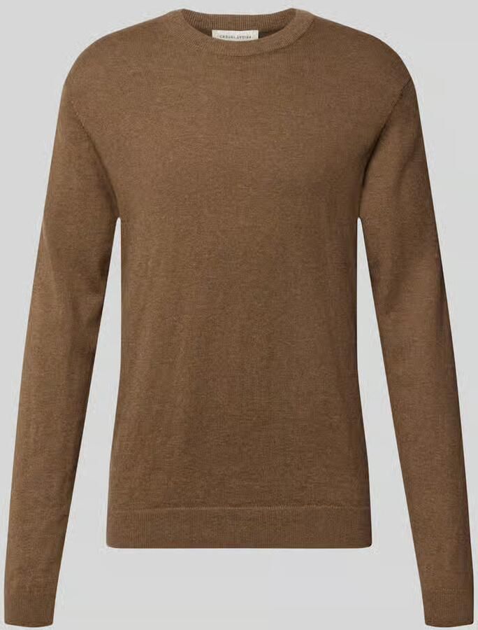 Casual friday Regular fit gebreide pullover van mix van katoen en kasjmier