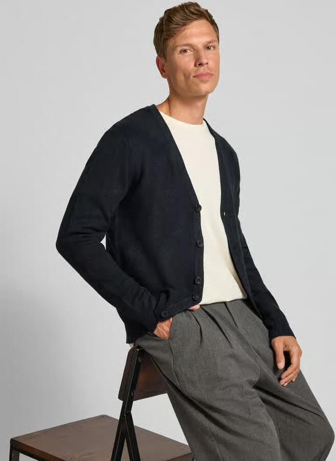 Casual friday Slim fit gebreid jack met V-hals model 'Heine' - Foto 3