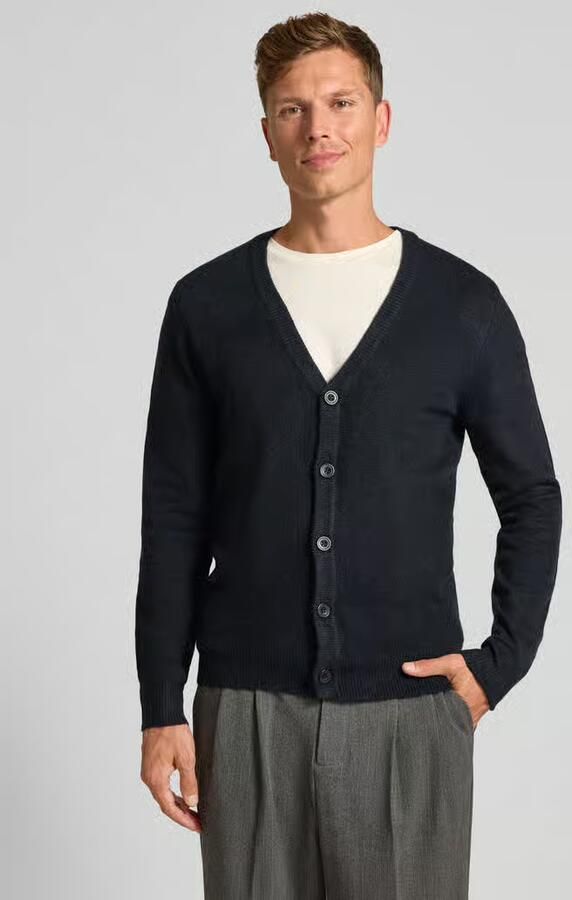 Casual friday Slim fit gebreid jack met V-hals model 'Heine' - Foto 4