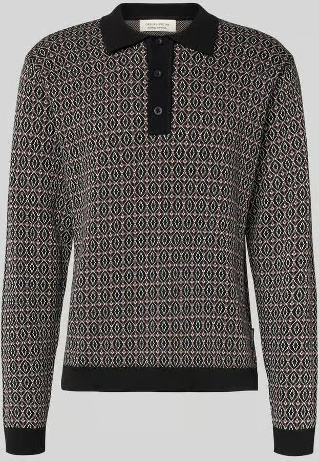 Casual friday Slim fit pullover met polokraag model 'Jacquard'