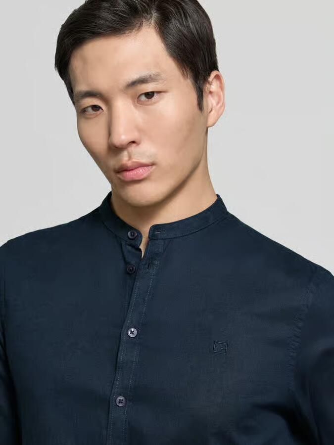 Casual friday slim fit vrijetijdsoverhemd met opstaande kraag model 'Anton'