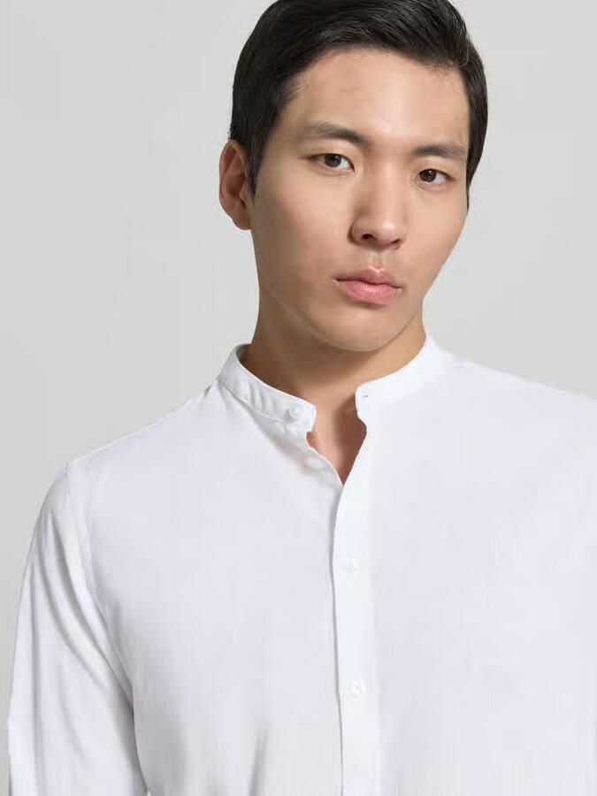 Casual friday slim fit vrijetijdsoverhemd met opstaande kraag model 'Anton' - Foto 3