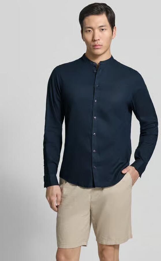 Casual friday slim fit vrijetijdsoverhemd met opstaande kraag model 'Anton' - Foto 3