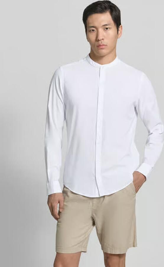 Casual friday slim fit vrijetijdsoverhemd met opstaande kraag model 'Anton' - Foto 3