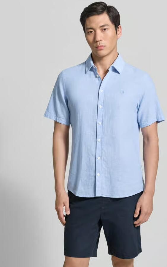 Casual friday slim fit vrijetijdsoverhemd van mix van katoen en linnen model 'AKSEL' - Foto 3