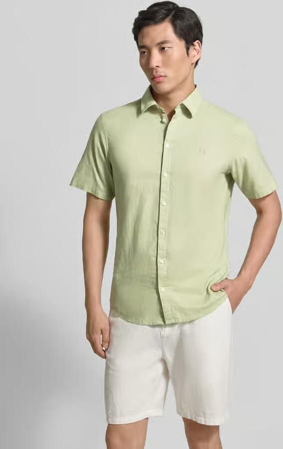 Casual friday slim fit vrijetijdsoverhemd van mix van katoen en linnen model 'AKSEL' - Foto 2