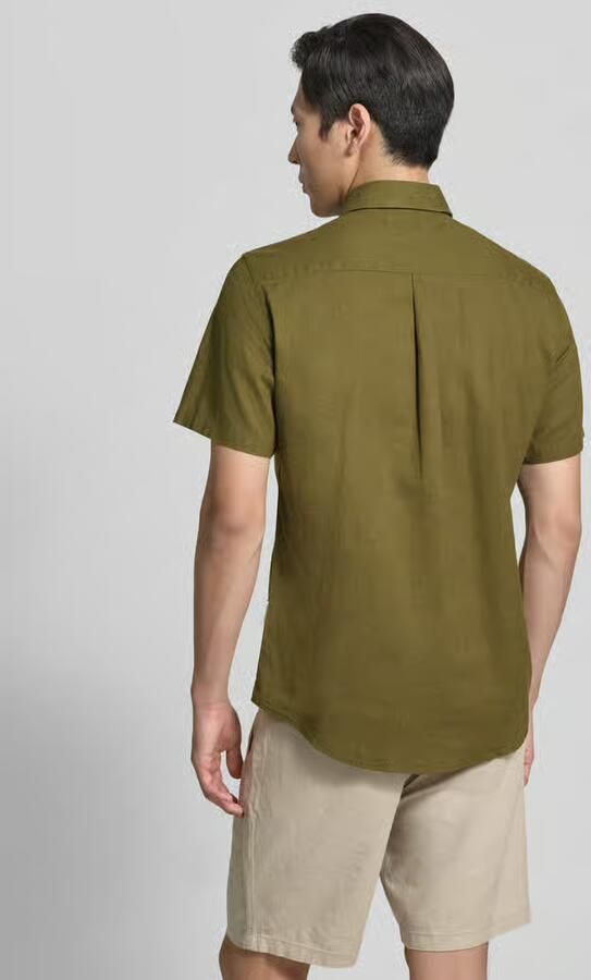 Casual friday slim fit vrijetijdsoverhemd van mix van katoen en linnen model 'AKSEL' - Foto 3