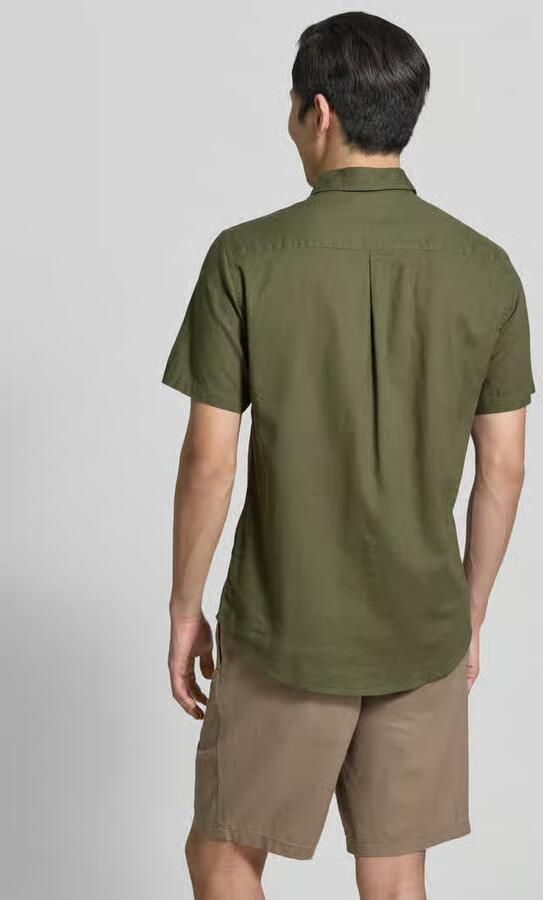 Casual friday slim fit vrijetijdsoverhemd van mix van katoen en linnen model 'AKSEL'