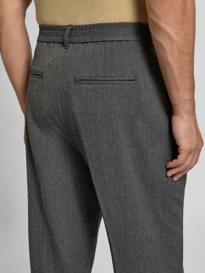 Casual friday Straight leg stoffen broek met bandplooien model 'Grant'