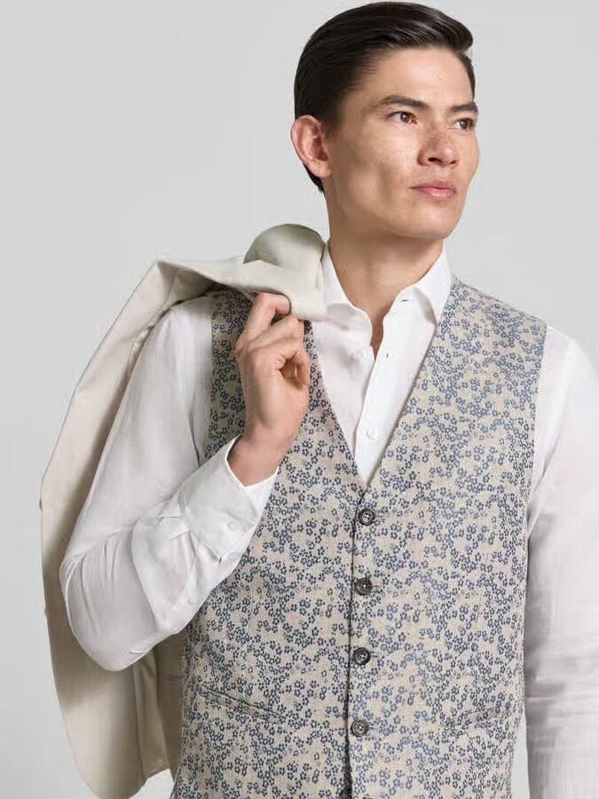 CG – CLUB of GENTS regular fit bodywarmer met all-over bloemenmotief stitching