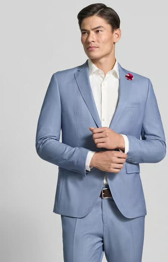 CG – CLUB of GENTS slim fit 2-knoops colbert van mix van scheerwol en elastaan - Foto 5