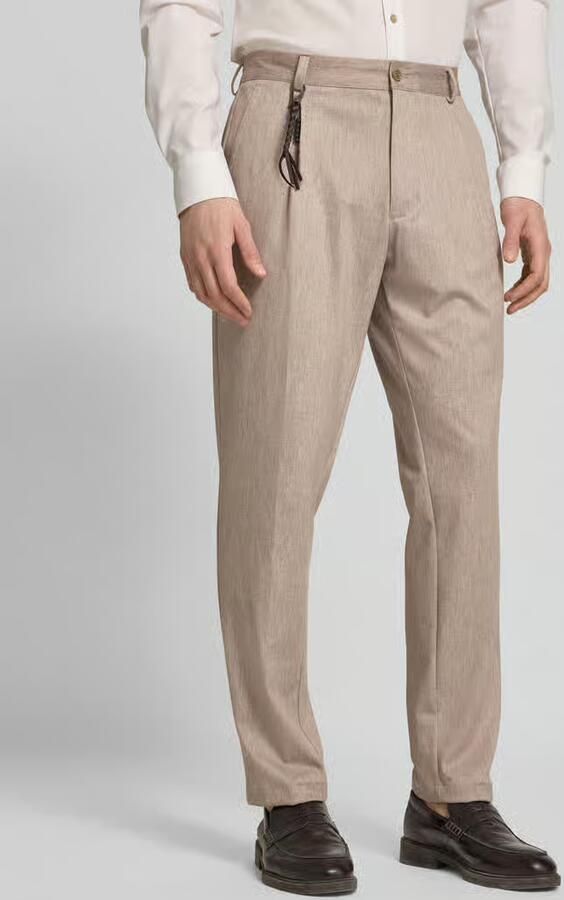 CG – CLUB of GENTS Tapered fit bandplooibroek met applicatie model 'Olf' - Foto 2