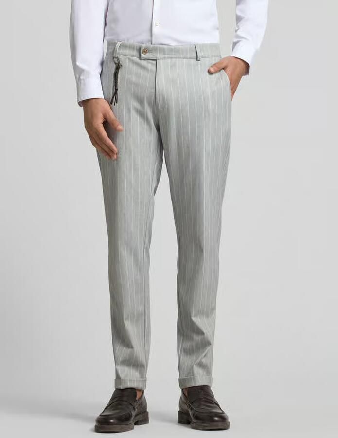 CG – CLUB of GENTS Tapered fit stoffen broek met applicaties model 'Clow' - Foto 2