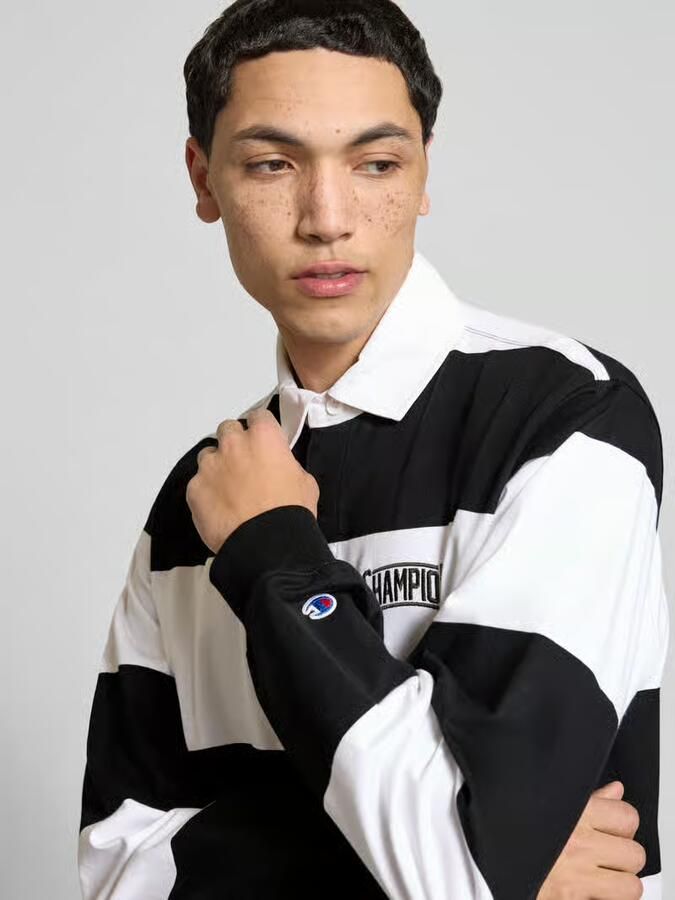 Champion State Of Play Long Sleeve Polo Shirt Zwart- Heren Zwart - Foto 2
