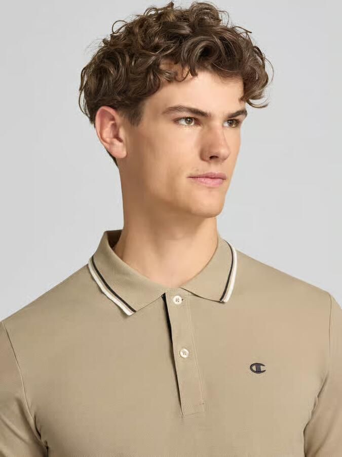 Champion slim fit poloshirt met labelstitching