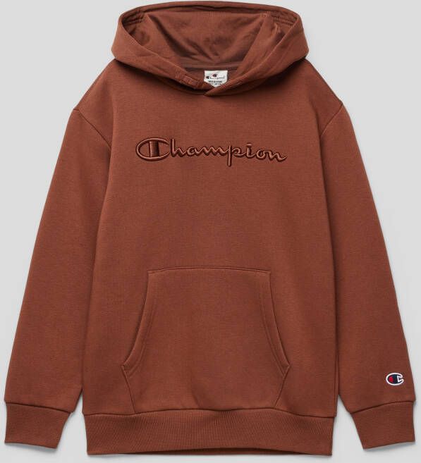 Champion hoodie met logo en borduursels chocoladebruin Sweater Logo 170 176