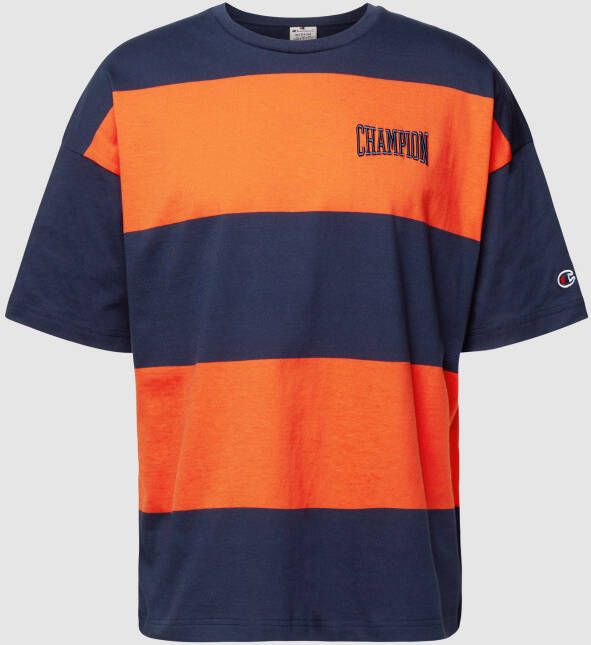 Champion T-shirt met blokstrepen en labelstitching