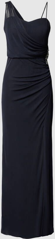 Christian Berg Cocktail One shoulder-avondjurk van mesh met sierdetail