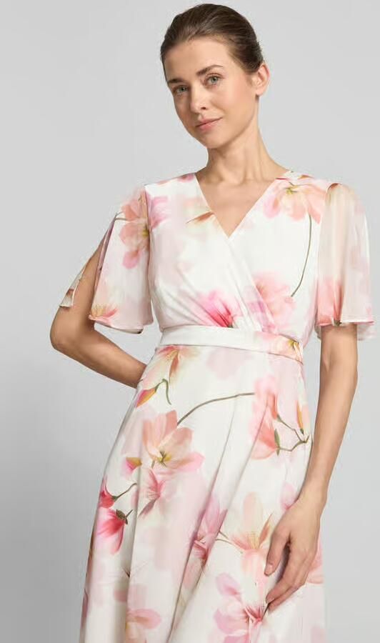 Christian Berg Cocktail maxi-jurk in all-over look met tailleband