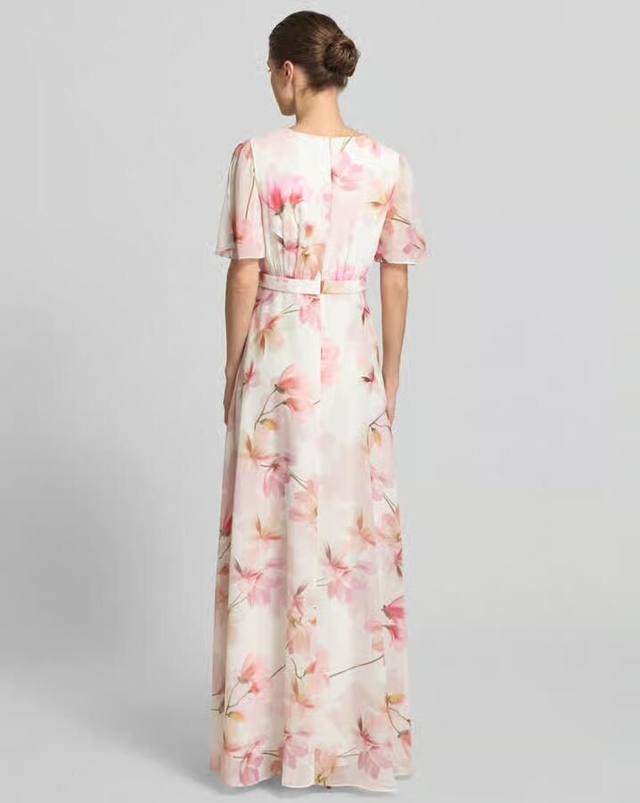 Christian Berg Cocktail maxi-jurk in all-over look met tailleband - Foto 3