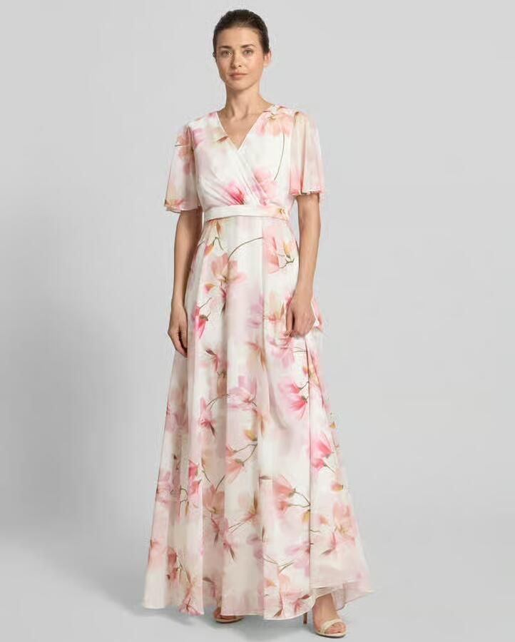 Christian Berg Cocktail maxi-jurk in all-over look met tailleband - Foto 2