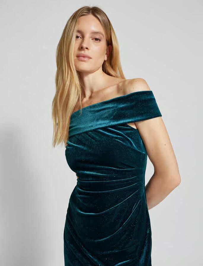 Christian Berg Cocktail Off shoulder-jurk met plooien opzij - Foto 2