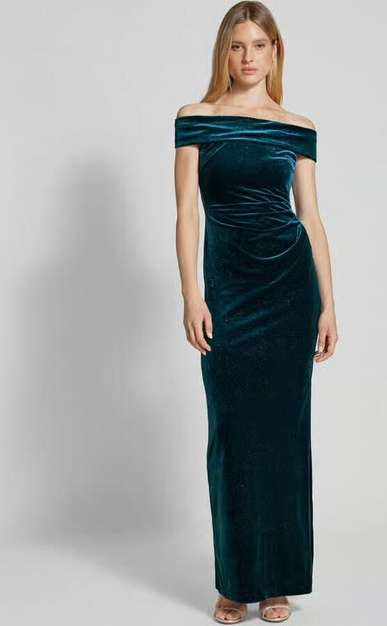 Christian Berg Cocktail Off shoulder-jurk met plooien opzij - Foto 4