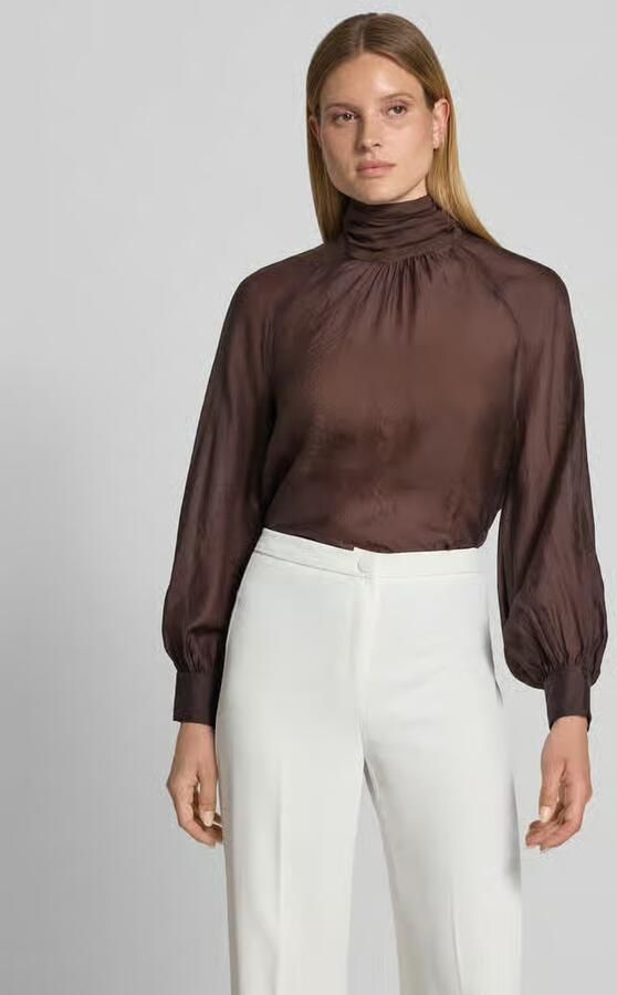 Christian Berg Cocktail regular fit blouse van viscosemix met opstaande kraag - Foto 3