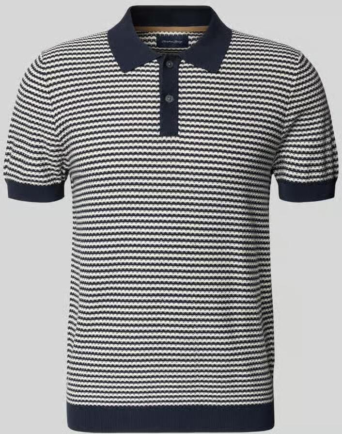 Christian Berg Men Gebreid shirt met Polokraag en Knoopsluiting