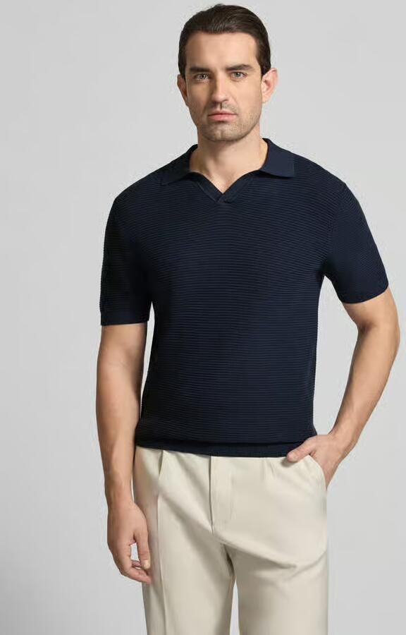 Christian Berg Men Gebreid shirt met Polokraag en V-hals - Foto 2