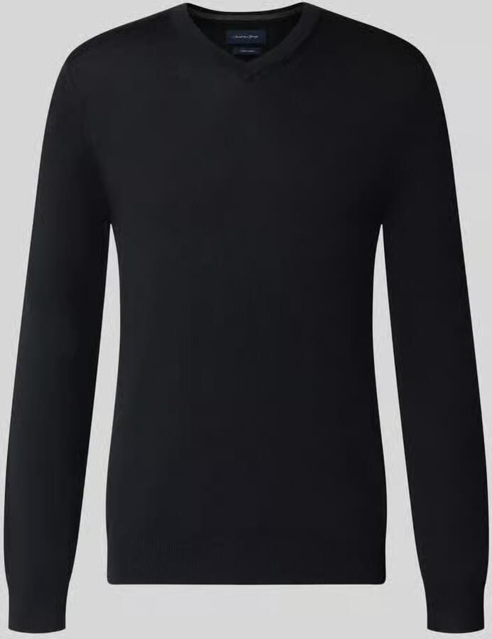 Christian Berg Men Gebreide pullover van wolmix met v-hals