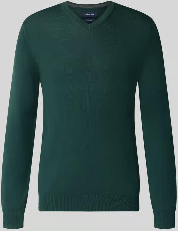 Christian Berg Men Gebreide pullover van wolmix met v-hals