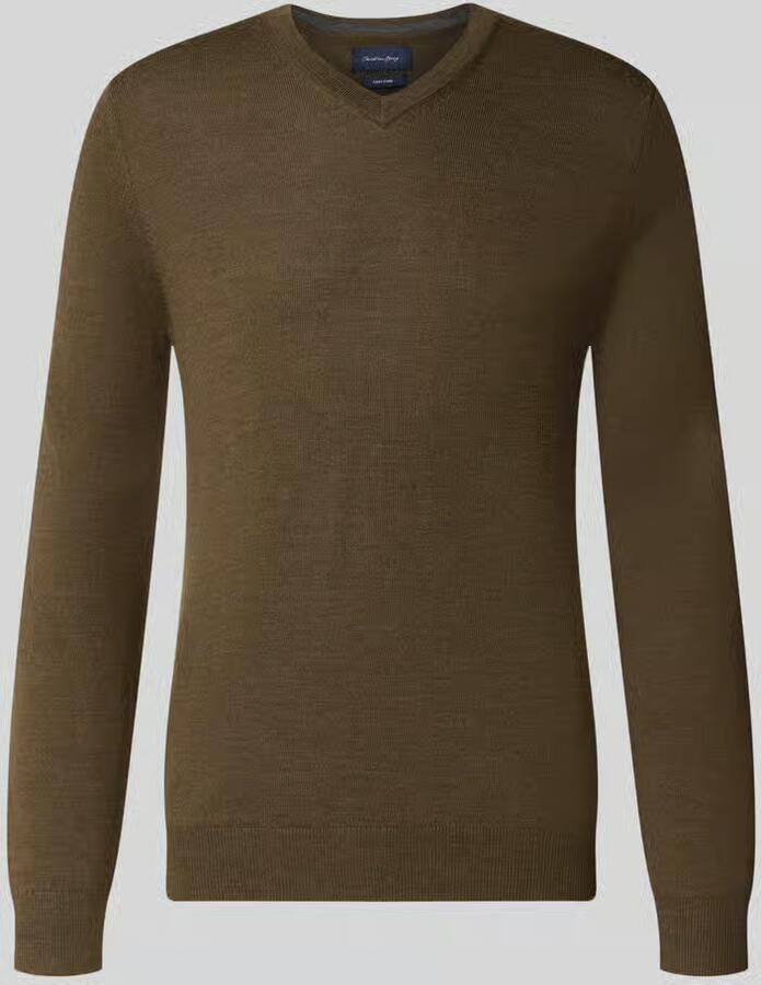 Christian Berg Men Gebreide pullover van wolmix met v-hals