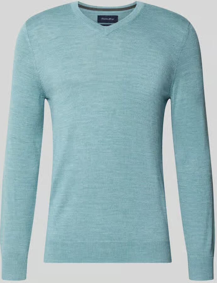 Christian Berg Men Gebreide pullover van wolmix met v-hals