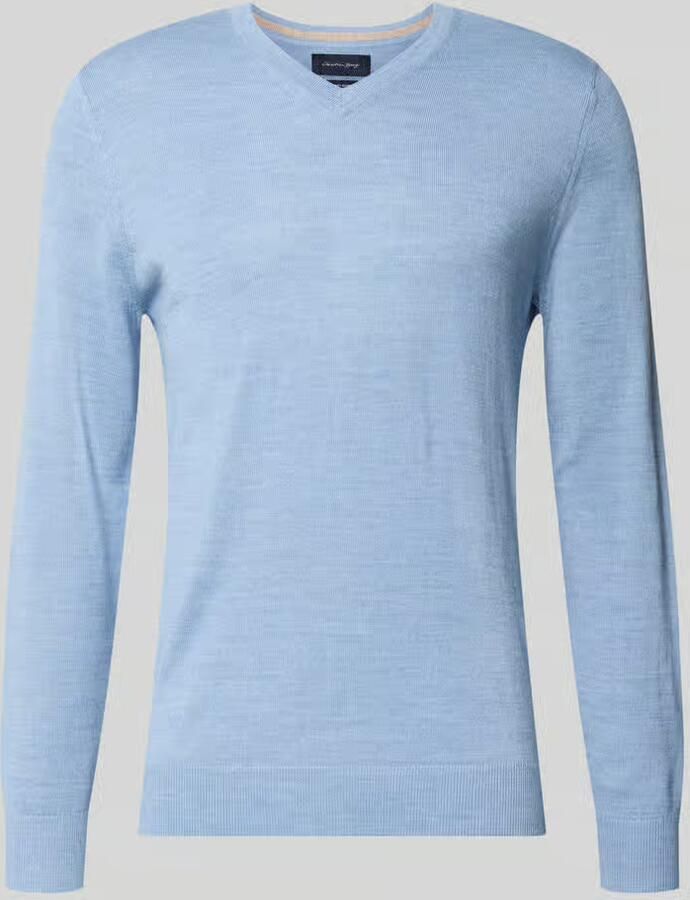 Christian Berg Men Gebreide pullover van wolmix met v-hals
