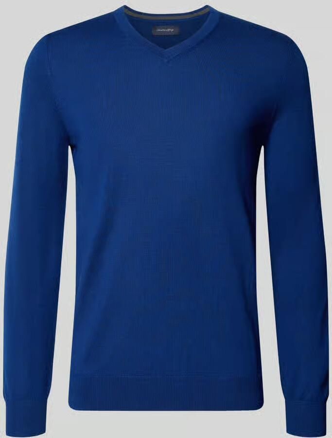 Christian Berg Men Gebreide pullover van wolmix met v-hals