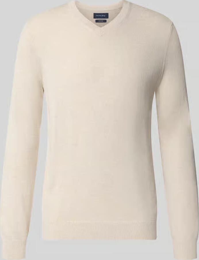 Christian Berg Men Gebreide pullover van wolmix met v-hals