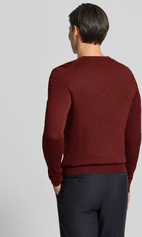 Christian Berg Men Gebreide pullover van wolmix met v-hals - Foto 3