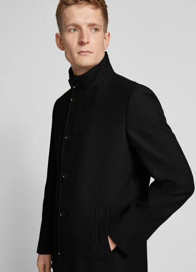 Christian Berg Men Regular fit lange jas met opstaande kraag