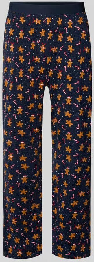 Christian Berg Men Relaxed fit pyjamabroek met elastische band met statement