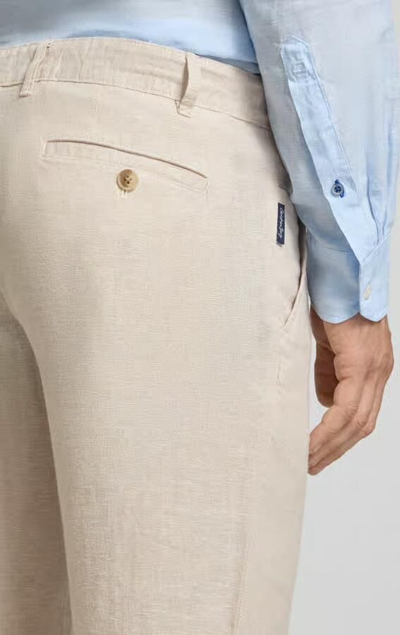 Christian Berg Men regular fit broek van mix van linnen en viscose met steekzakken