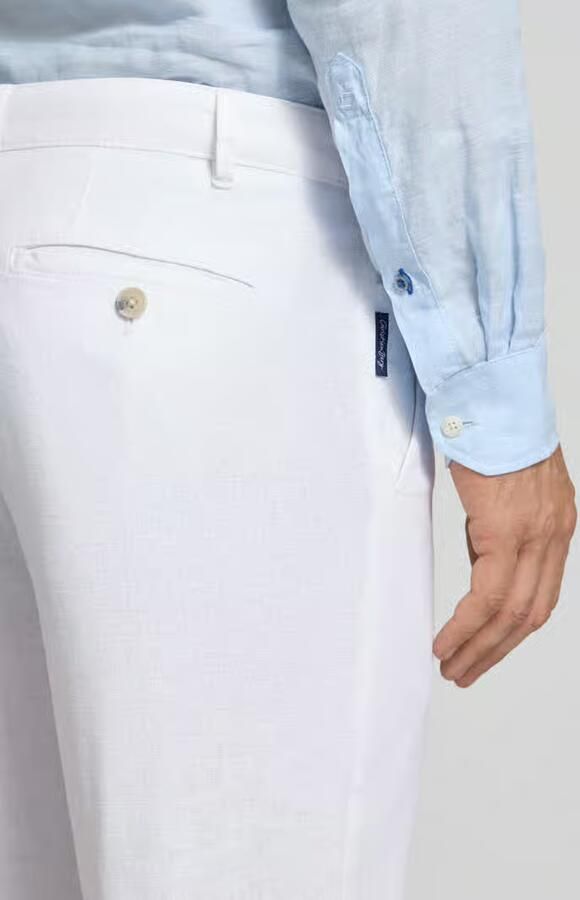 Christian Berg Men regular fit broek van mix van linnen en viscose met steekzakken