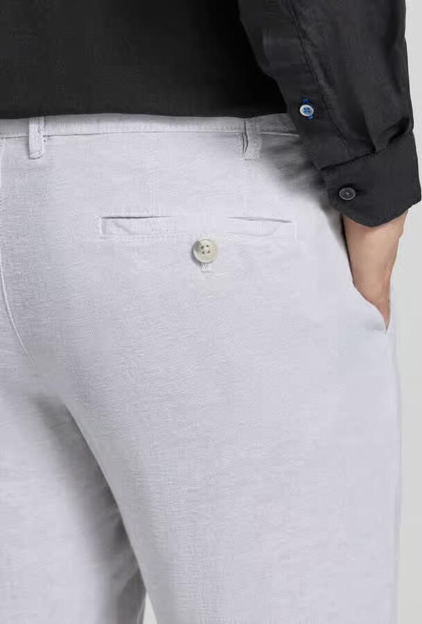 Christian Berg Men regular fit broek van mix van linnen en viscose met steekzakken